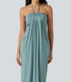 Halter Tie Back Maxi Dress with Pockets
