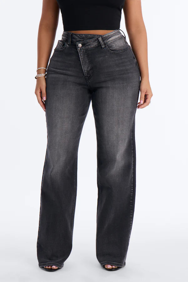 Crossed Paths Stretch Jeans - Grey