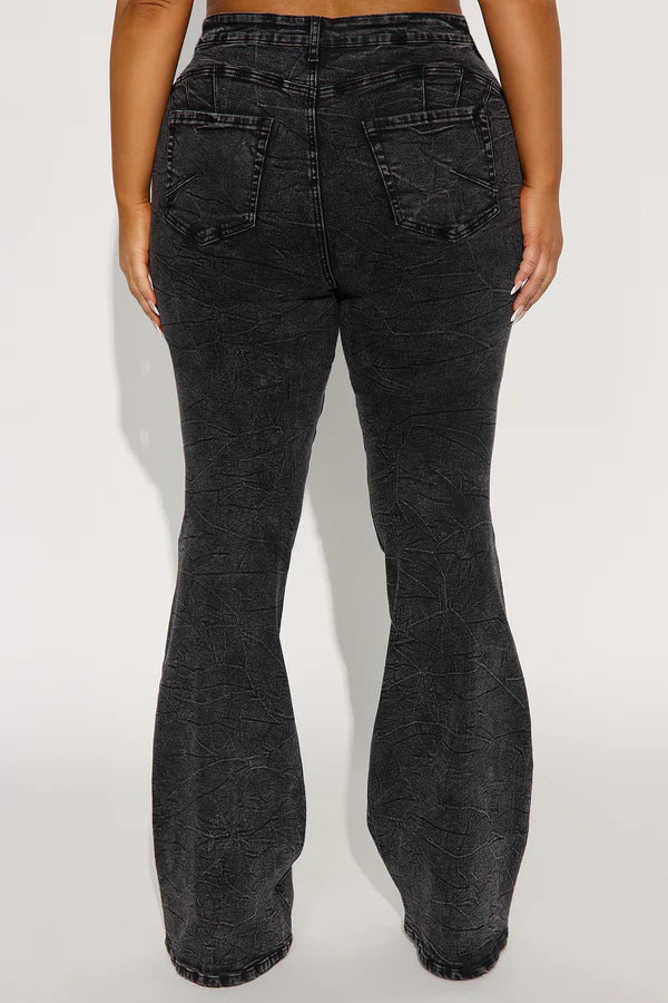 Tall Audrey Booty Lifting Stretch Flare Jeans - Acid Wash Black