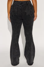 Tall Audrey Booty Lifting Stretch Flare Jeans - Acid Wash Black