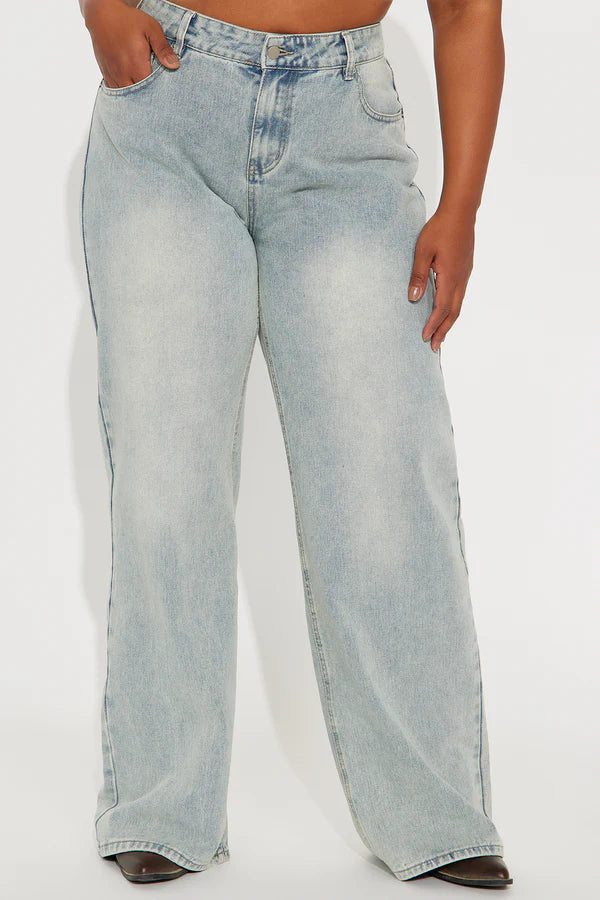 Tall Peace Of Mind Tinted Baggy Jeans - Light Wash