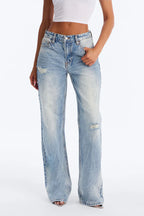 Feeling A Way Ripped Straight Leg Jeans