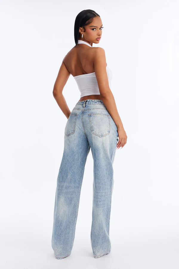 Feeling A Way Ripped Straight Leg Jeans