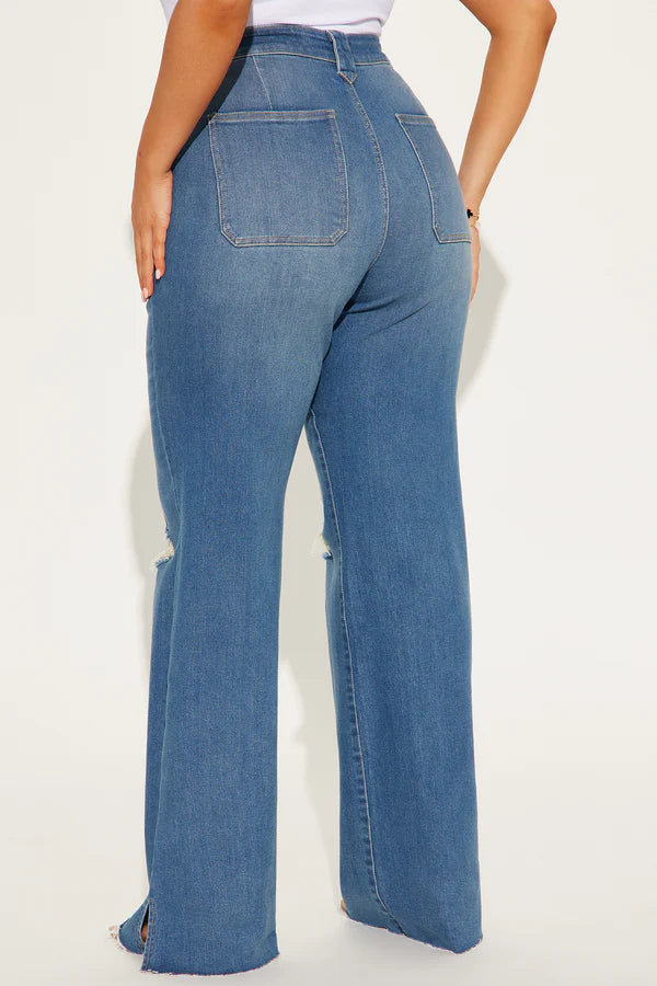 Tall Sticking Around Ripped Straight Leg Jeans - Medium Wash