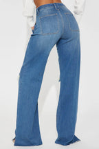 Tall Sticking Around Ripped Straight Leg Jeans - Medium Wash