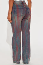 Daydreaming Embellished Straight Leg Jeans - Medium Wash