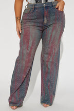 Daydreaming Embellished Straight Leg Jeans - Medium Wash