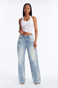 Feeling A Way Ripped Straight Leg Jeans