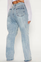 Crossover Straight Leg Jeans - Light Blue Wash
