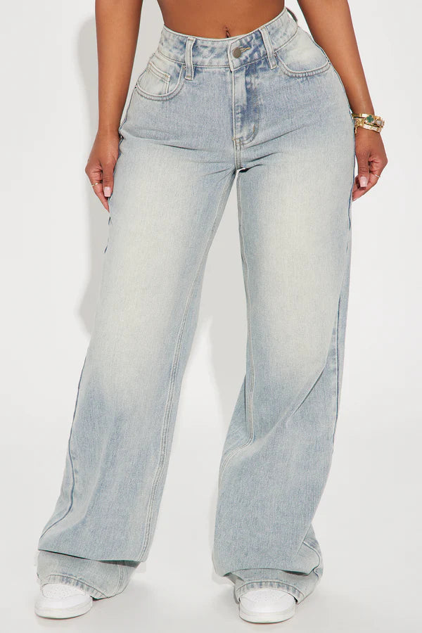 Tall Peace Of Mind Tinted Baggy Jeans - Light Wash