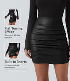 High Waisted Tummy Control Ruched Curved Hem 2-in-1 Fleece