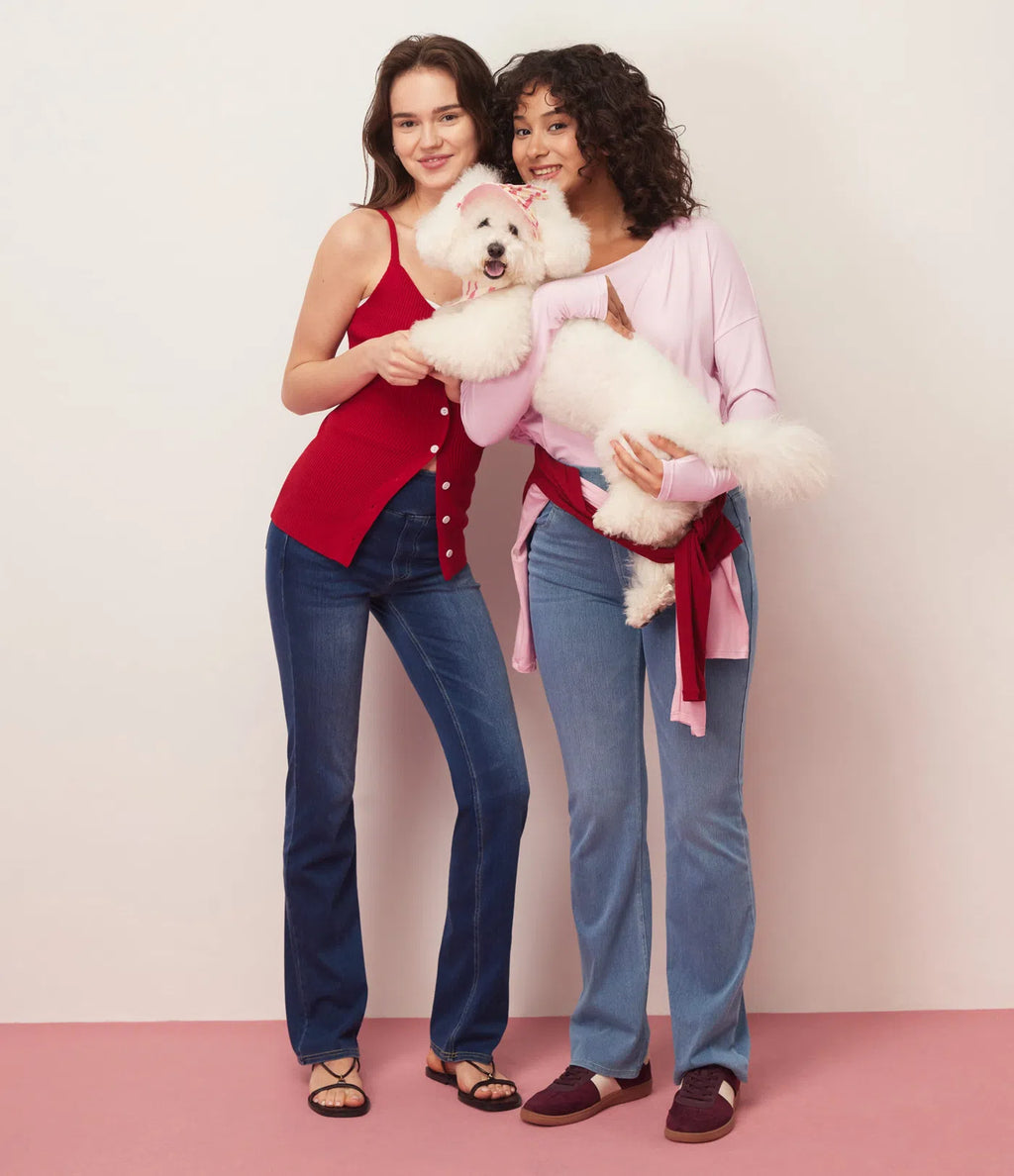 High Waisted Pockets Washed Casual Bootcut Jeans