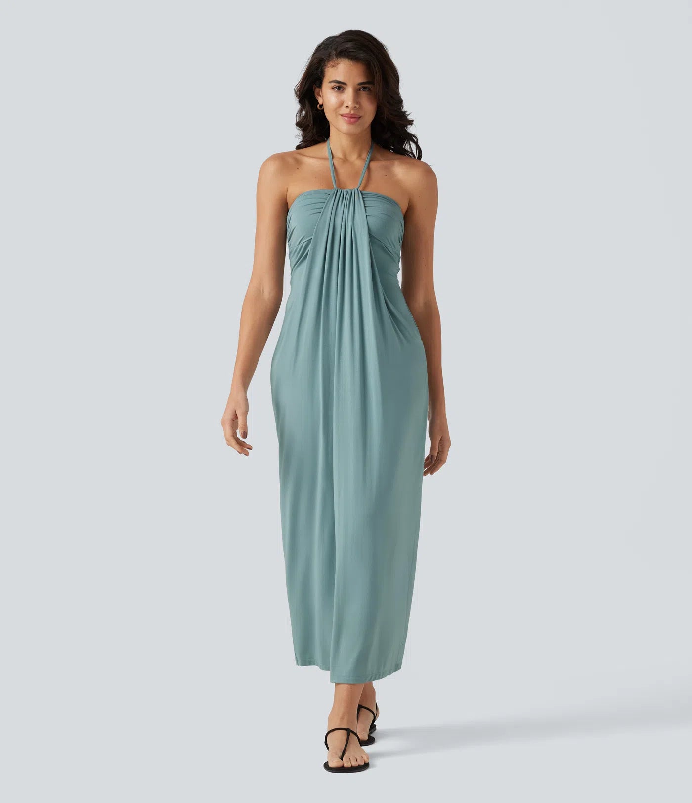 Halter Tie Back Maxi Dress with Pockets