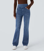 High Waisted Pockets Washed Casual Bootcut Jeans