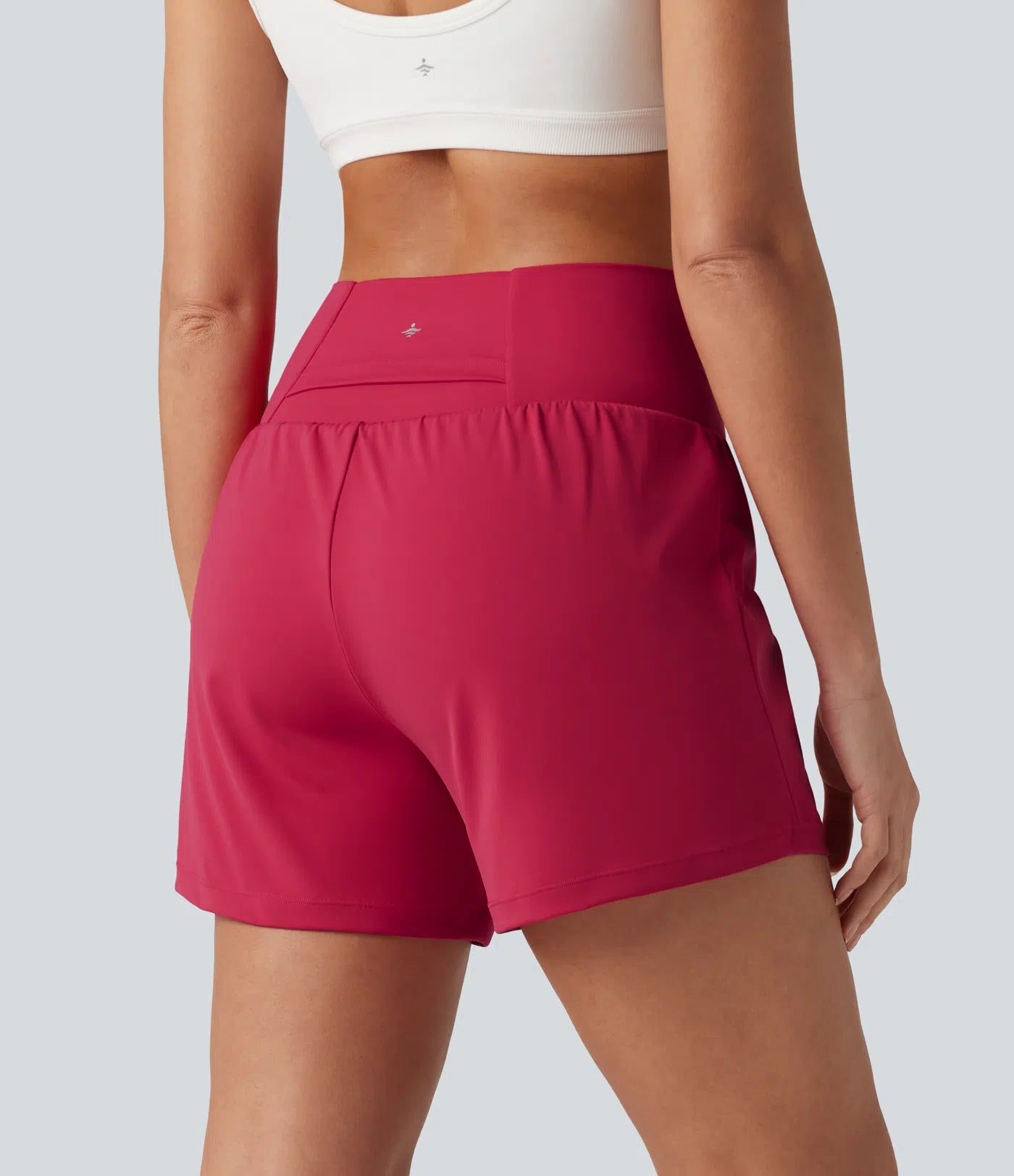 Airy Crossover High Waisted 2-in-1 Cool Touch Yoga Shorts 5'' with Pockets