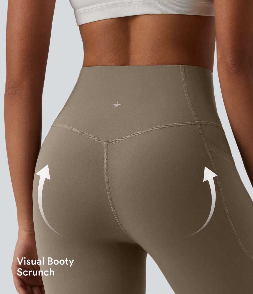 High Waisted Tummy Control Flare Yoga Leggings with Pockets