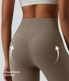 High Waisted Tummy Control Flare Yoga Leggings with Pockets