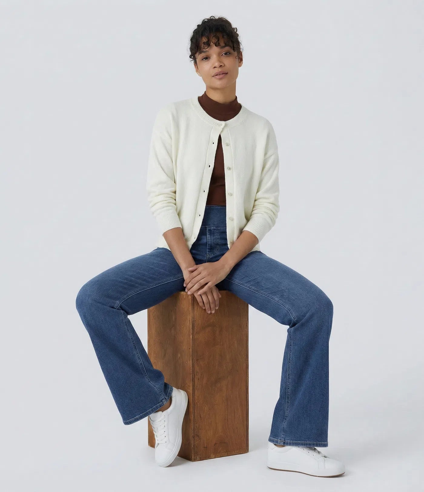 High Waisted Pockets Washed Casual Bootcut Jeans