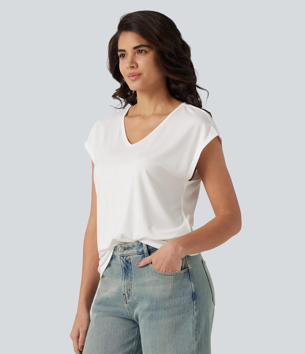 V Neck Short Sleeve Casual T-Shirt