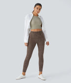 High Waisted Pocket Colorful Denim Casual Leggings