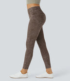 High Waisted Pocket Colorful Denim Casual Leggings