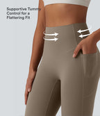 High Waisted Tummy Control Flare Yoga Leggings with Pockets