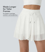 High Waisted Drawstring Contrast Mesh 2-in-1 Pocket