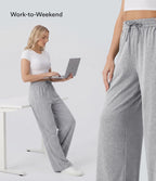 High Waisted Drawstring Pocket Wide Leg Baggy Casual Pants