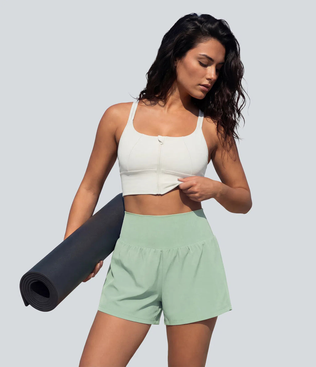Airy Super High Waisted 2-in-1 Cool Touch Yoga Shorts 5'' with Pockets-Longer Length