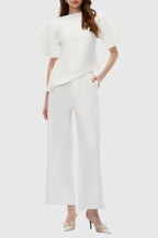 Aniya Puff Sleeve Top & Trousers Set - White