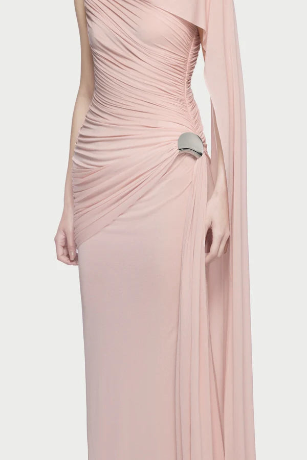 Betsey Asymmetrical Sleeveless Ruched Maxi Dress - Pink