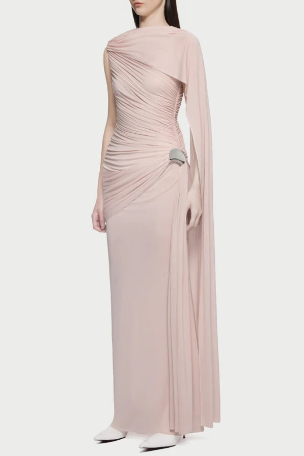 Betsey Asymmetrical Sleeveless Ruched Maxi Dress - Pink