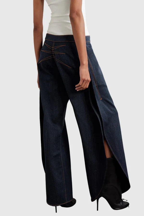 Erlinda Round Jeans - Black