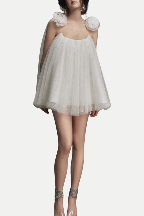 Eorland Floral Chiffon Ruched Mini Dress