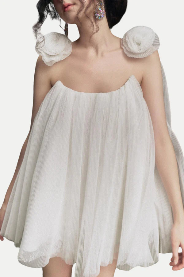 Eorland Floral Chiffon Ruched Mini Dress
