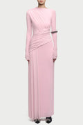 Fiada Draped Long Sleeve Maxi Dress - Pink