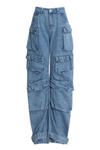 Kynlee Cargo Denim Jeans - Blue