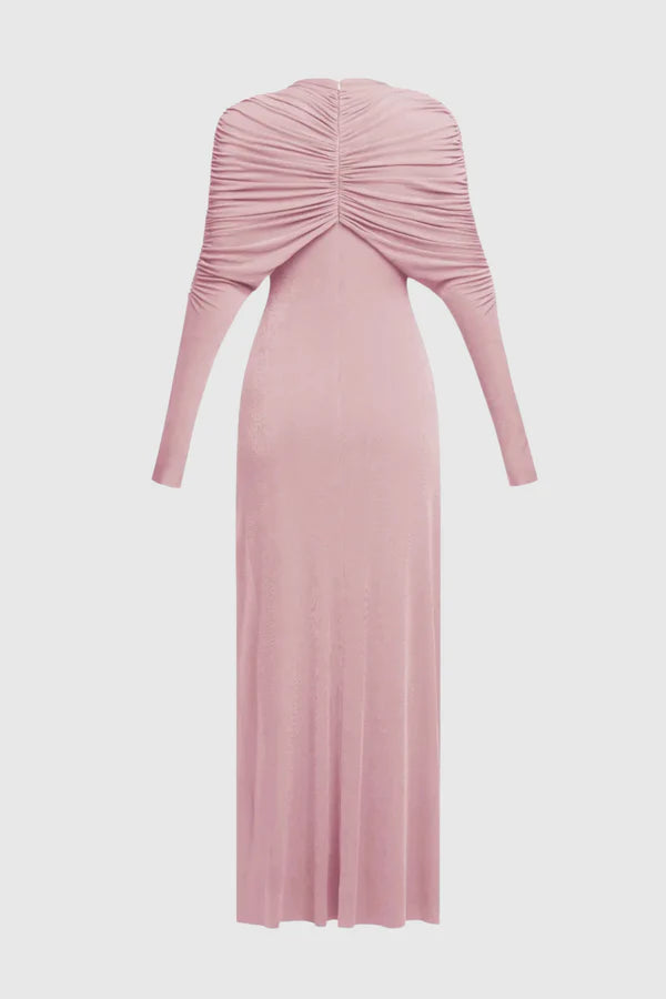 Natosha Ruched Knot Cape Maxi Dress - Pink