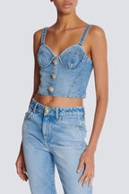 Ogana Gold Buttoned Denim Top