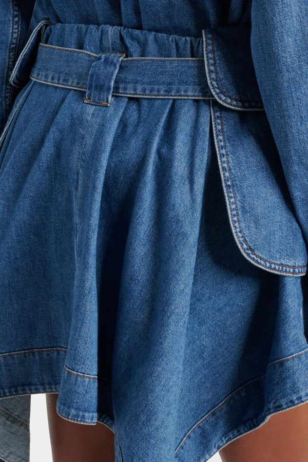 Tossi Belted Denim Mini Skirt
